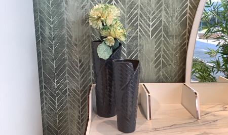 Double Black Vase with Flowers - 20305 - Cadde Yıldız