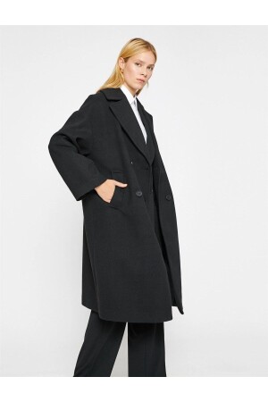 Double Breasted Long Stretch Coat - Koton