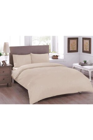 Double Cotton Ranforce Elastic Duvet Cover Set 200x220 - Milk Coffee MERTM000628 - mer-tim ezberbozan ev tekstili