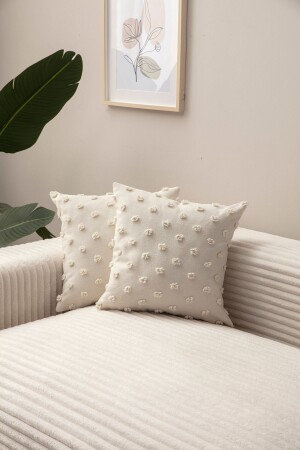 Double Decorative Polka Dot Linen Fabric Throw Pillow Cover 43x43 - Swita