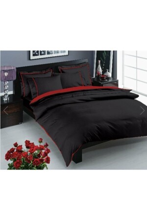 Double Deluxe Satin Duvet Cover Set Prestige Black 8682475026765 - Taç