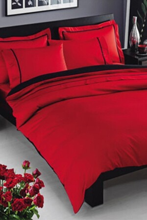 Double Deluxe Satin Duvet Cover Set Prestige Red SCL556193 - Taç