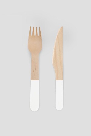 Double Disposable Wooden Cutlery Set – White - Bachelorette Party Bride Set - Meri Meri Style - The Soft Concept