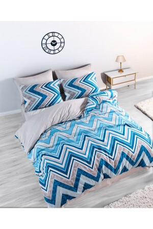 Double Double Sided Duvet Cover Set Blue Zigzag HMCHOMENEV-18 - HMCTEKS