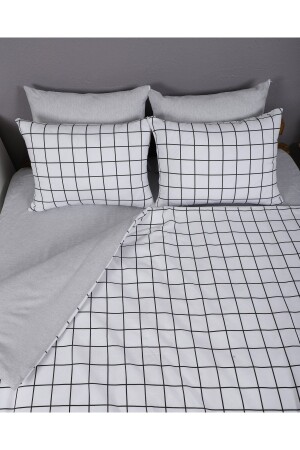 Double Double Sided Duvet Cover Set White Square HMCHOMENEV-9 - HMCTEKS