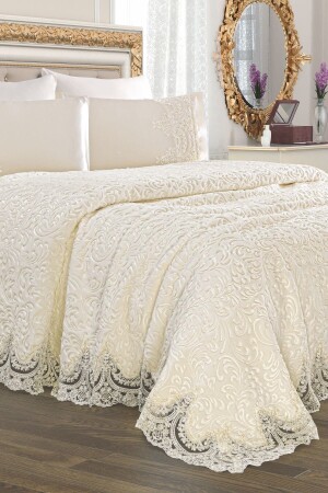 Double Dubai Blanket Set 6 Pieces Cream BAT-9995 - Rmelenahome