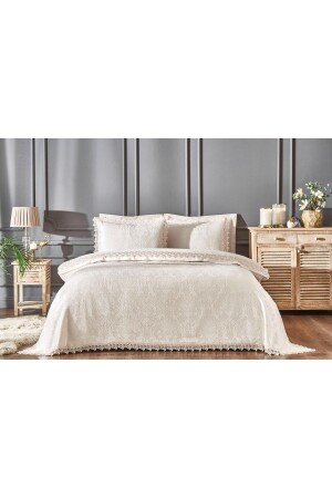 Double Duvet Cover Pique Set Anna Beige 8697353580857 - Özdilek