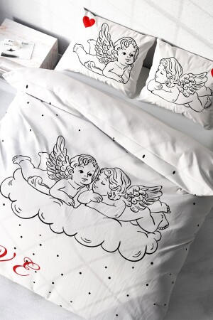 Double Duvet Cover Set Closely Woven Cotton Satin 3D Special Design Angel Modern PERLASERA31251 - PerlaSera