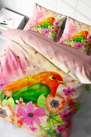 Double Duvet Cover Set Closely Woven Cotton Satin 3D Special Design Bird Nest Natural (without sheets) PERLASERA30872 - PerlaSera