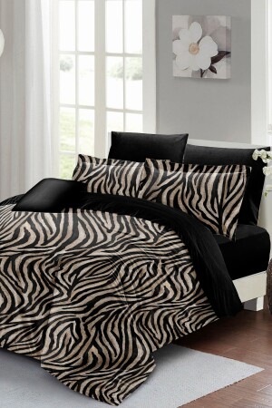 Double Duvet Cover Set Closely Woven Cotton Satin 3D Special Design Black Zebra MONOHOME24437 - Monohome