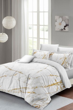 Double Duvet Cover Set Closely Woven Cotton Satin 3D Special Design Marble Shiny (without sheets) PERLASERA26547 - PerlaSera