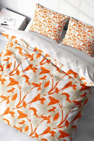 Double Duvet Cover Set Closely Woven Cotton Satin 3D Special Design Orange (without sheets) PERLASERA31619 - PerlaSera