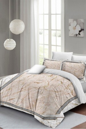 Double Duvet Cover Set Closely Woven Cotton Satin 3D Special Design Pink Marble (without sheets) PERLASERA26547 - PerlaSera