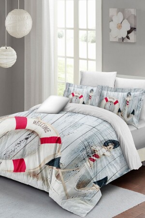 Double Duvet Cover Set Closely Woven Cotton Satin 3D Special Design Sea Anchor (without sheets) PERLASERA26783 - PerlaSera