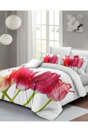 Double Duvet Cover Set Closely Woven Cotton Satin 3D Special Design Tulip MONOHOME33538 - Monohome