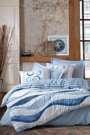 Double Duvet Cover Set Jenita Blue 8680108053324 - Cotton Box
