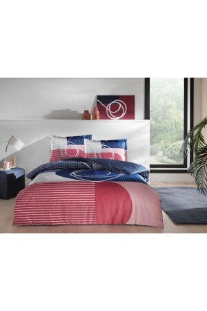 Double Duvet Cover Set Satin Pandora Navy Blue EVT0475 - Taç