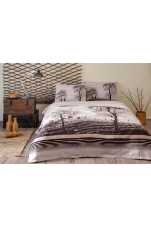 Double Duvet Cover Set Wood Brown 8697353552892 - Özdilek