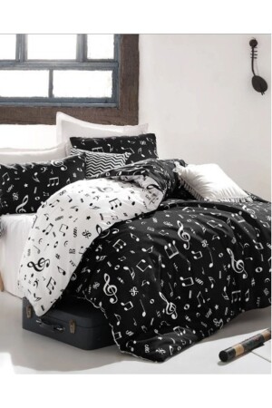 Double Easy-Iron Duvet Cover Set B&W Melodiy Ep-014723 - lavivahome
