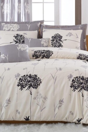 Double Easy-Iron Duvet Cover Set Efil Beige-Grey Ep-005410 - Enlora Home