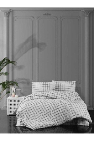 Double Ecose Tile Patterned Ranforce (fabric) Duvet Cover Sheet Set 123NVR - Mert Collection Çarşı