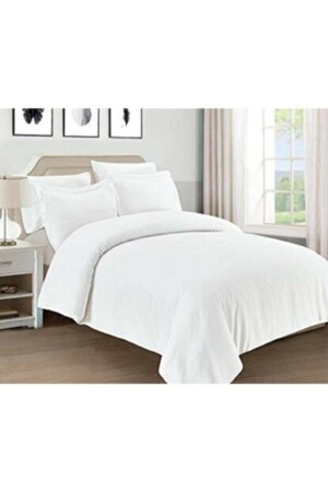 Double Elastic Cotton Ranforce Duvet Cover Set 200x220 - White MERTM000560 - mer-tim ezberbozan ev tekstili