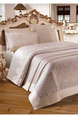 Double French Pique Set with French Lace 6 Pieces brscyz100 - bursa çeyiz