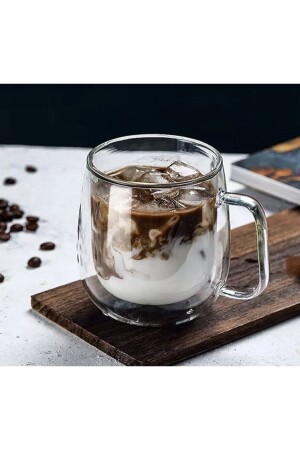 Double Glass Double Walled Glass Mug 250 ml Home Office Cup Double Layer Thermal Insulated Glass Cup with Handle - M Mimoza Park