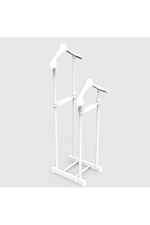Double Hanger Mute Butler Clothes Hanger White - Height Adjustable 321676 - Lerato