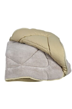 Double King Size Beige Welsoft Quilt with Silicone Filling - Betulstore