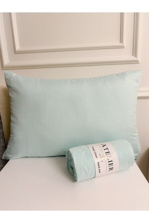 Double King Size Mint Ranforce Elastic Sheet, Pillow Case - Atelier Home