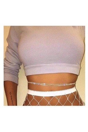 Double Layer Crystal Stone Silver Color Waist Accessory And Waist Chain - Misboho