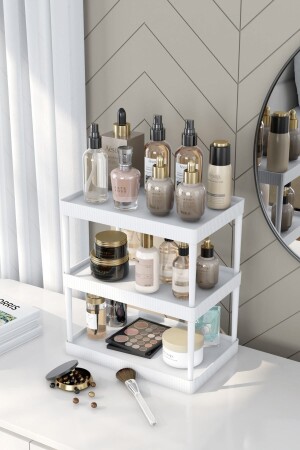 Double Layer Multi-Purpose Makeup And Cosmetic Organizer Organizer Shelf White Cosmetic Shelf Double Layer - Pufwin Home