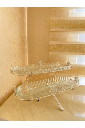Double Layer Silver Color Presentation Silver Presentation Cup - İmren Collection