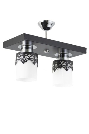 Double Modern Sports Model Rectangular Tray Crowned Black Chandelier LMBDR35022T - Lambadar