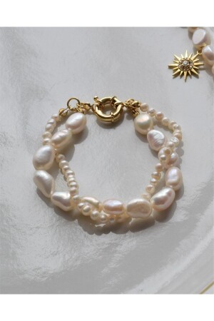 Double Natural Freshwater Pearl Bracelet IN1281221 - BEDİA
