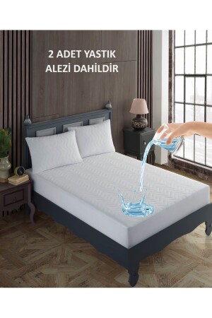 Double Pillowed Bed Mattresses Set 100% Cotton Quilted Water Liquid-Proof Mattress and Pillow Protector - Sevilya