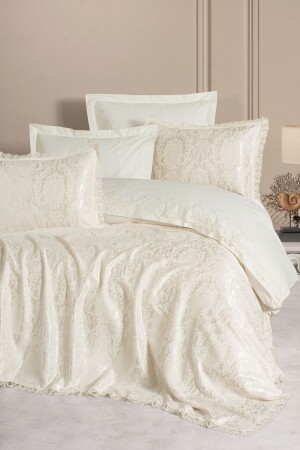 Double Pique Duvet Cover Set Silva Cream 3026p - Cotton Box
