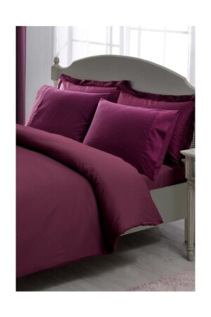 Double Premium Basic Duvet Cover Set Stripe Plum 60117198 - Taç