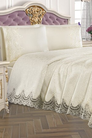 Double Princess Pique Set 6 Pieces Cream PKE-25885 - Dekoreko