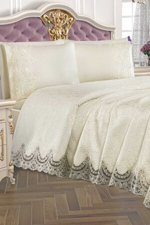 Double Princess Pique Set 6 Pieces Cream PKE-25885 - Dekoreko