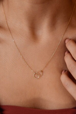 Double Ring Elegant Gold Necklace S041000181 - SEMİZ KUYUMCULUK