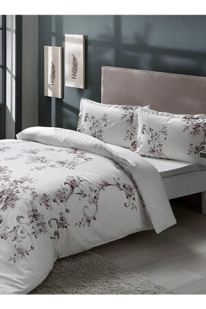 Double Satin Duvet Cover Set-Liara Gray - Taç