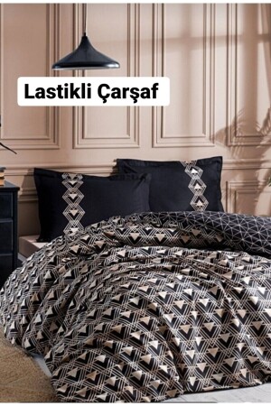 Double Sheet Elastic Duvet Cover Set Ouro Black zynorftd - Özdilek