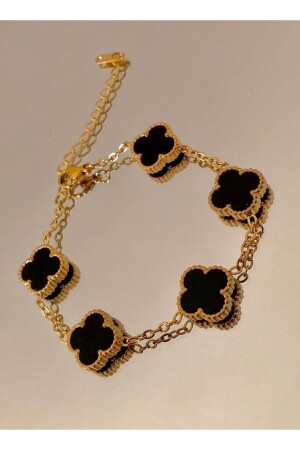 - Double Sided Black Van Cleef Steel Bracelet - Opia Jewelry