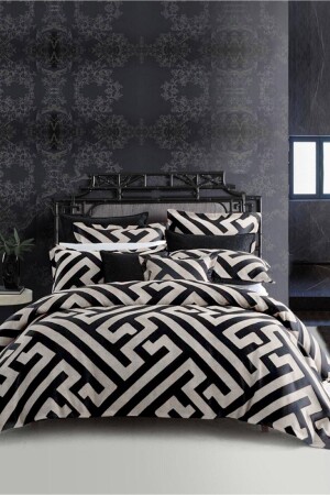 Double Sided Double Duvet Cover Set with Elastic Sheet Pattern 9471 Brown AWCT-0330 - Always