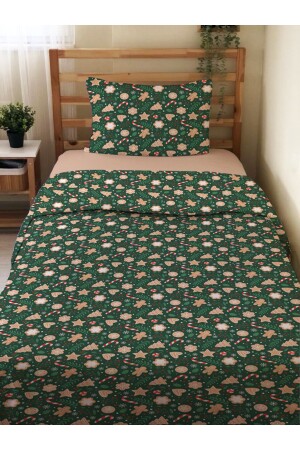 Double-Sided New Year's Special Patterned 2-Piece Printed Single Duvet Cover Set without Sheets 15715 - Evmila