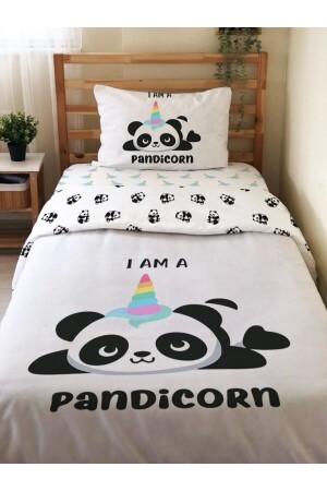 Double-Sided Panda Patterned 2-Piece Set Without Sheets Printed Single Duvet Cover Set White 94841 - Evmila