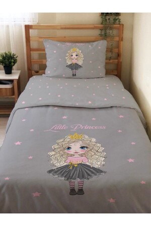 Double-Sided Princess Patterned Sheetless 2-Piece Set Printed Single Duvet Cover Set Gray 13992 - Evmila