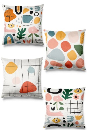 Double Sided Printed Abstract Patterned 4-Piece Suede Throw Pillow Cover PLV0S119 - Pilloveland